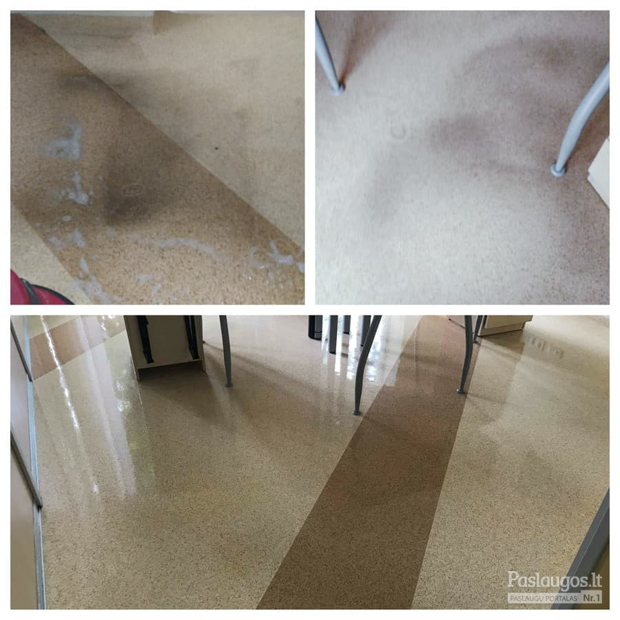 PVC grindų valymas ir vaškavimas