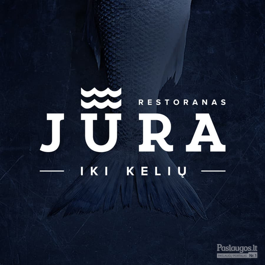 Tikros žuvies restorano „Jūra iki kelių“ logotipas | Fish restaurant logotype