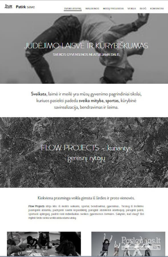 Sukurta: svetainė, logotipas ir tekstai. www.flowprojects.lt  
