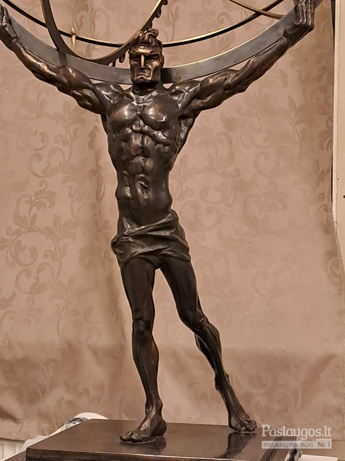 Atlanto statula, bronza, žalvaris, granitas, h -150 cm