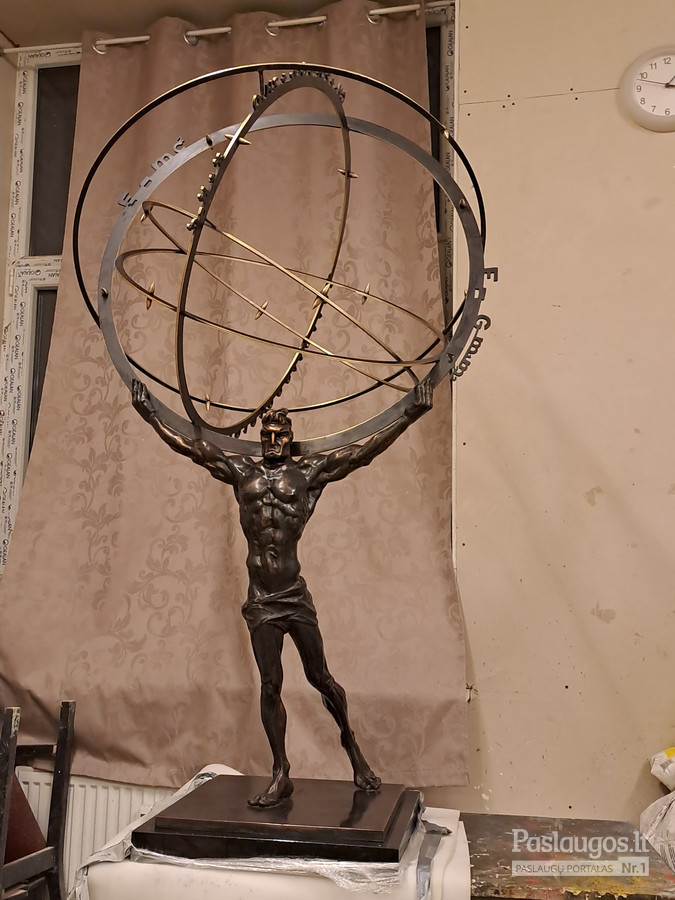 Atlanto statula, bronza, žalvaris, granitas, h - 150 cm
