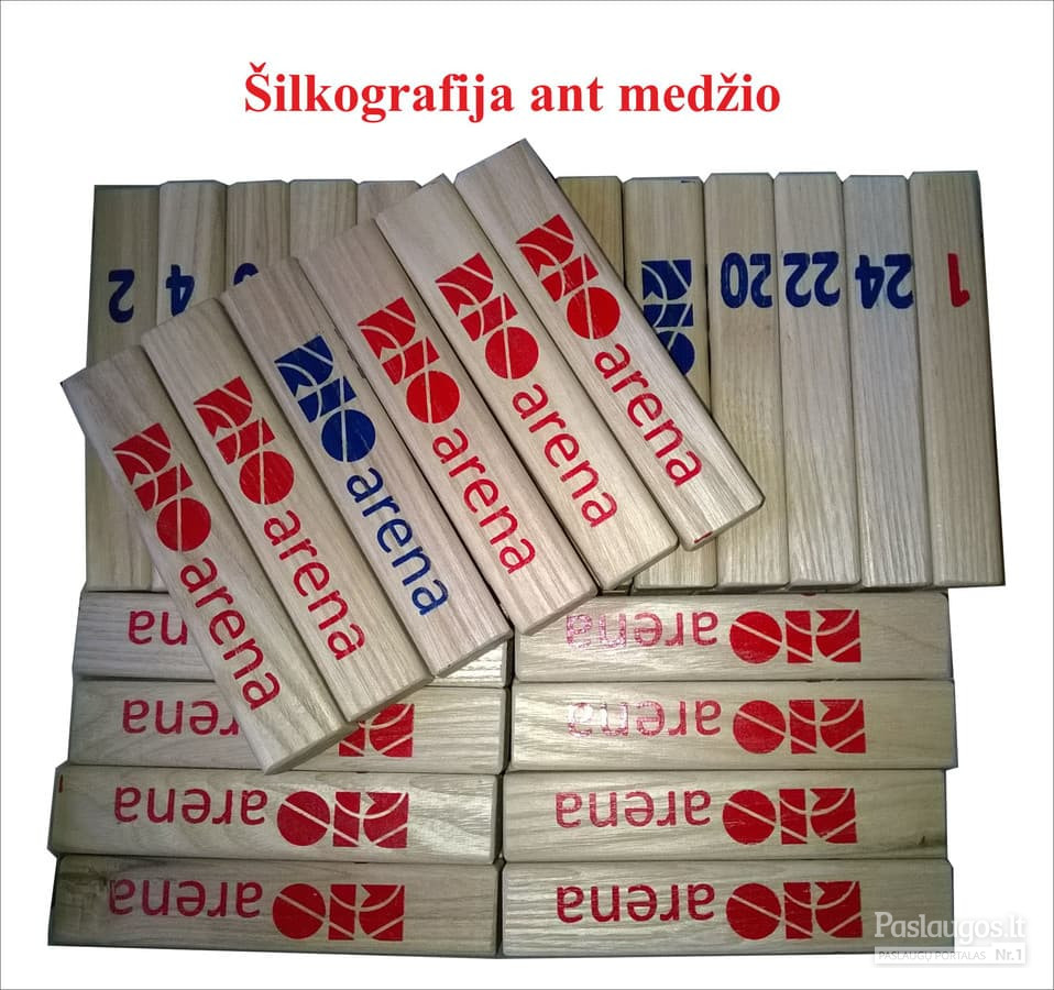Šilkografija ant įvairių paviršių - mediniai raktų pakabukai