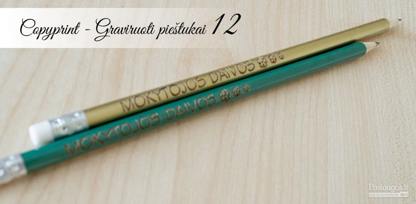 Asmeninis mokytojos pieštukas su vardu. Graviruotas paprastas pieštukas su tekstu.