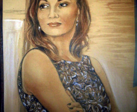 Moters portretas/pastel,grafitas.canson popierius./