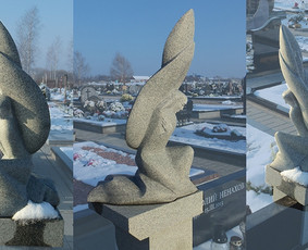 Antkapinė skulptūra, Liepynės kapinėse, Vilniuje. Granitas, h - 70 cm.