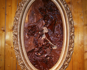 Natūralios odos  paveikslas 50cmx85cm "Pieva" Darija777-6