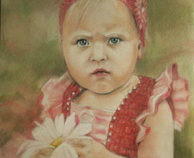 Mergytės portretas ant lakšti.
Pastelė.( 50/65)
