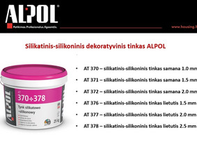 Silikatinis-silikoninis tinkas ALPOL AT 370-378 pasižymi pačiomis geriausiomis silikatinio ir akrilinio tinko savybėmis. Atsparus drėgmės poveikiui ir apsaugo fasadą nuo korozijos. 
Speciali k...
