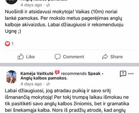 Speak - Anglų kalbos pamokos / Ugnė Rudaitienė / Darbų pavyzdys ID 2316028