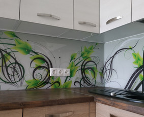 Stiklas virtuvėje - Stiklo sienelė virtuvėje su foto vaizdu arba vienspalviai - 4