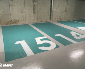 Poliuretaninė danga parkingams, sistema MAPEFLOOR PU/PD. Parkingas Vilniuje. 
http://velvemst.lt/uploads/Mapefloor_PU_parking_system_informacija_LT.pdf