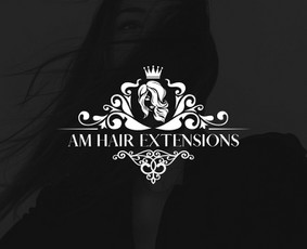Logotipas AM Hair Extensions, plaukų stilistei.