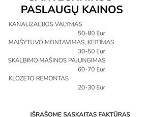 Kanalizacijos valymas/atkimšimas ir kiti santechnikos darbai / Santechnikas/Meistras į namus / Darbų pavyzdys ID 2596942