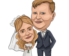 Dviejų žmonių karikatūra be fono