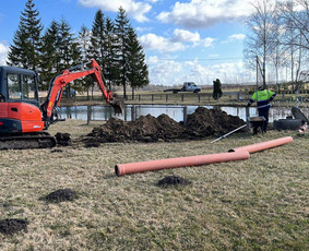 Drenažo įrengimas - Cfa polių gręžimas atviro tipo polių gręžimas ekskavatorius - 1