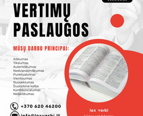 Profesionalūs vertimai ir kitos lingvistinės paslaugos / Vertimų biuras „Lex verbi“ / Darbų pavyzdys ID 2687913