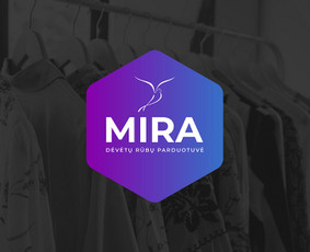 Logotipo perpiešimas Mira, dėvėtų drabužių parduotuvė