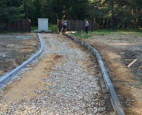 Kelio bortų įrengimas - Trinkelių klojimas, bortų statymas - 1