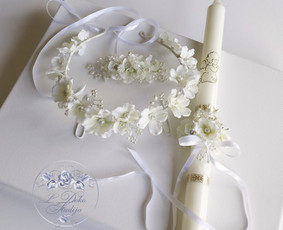 Gėlių vainikėlis, žvakės lankelis, plaukų sagė. FB - L.Deko studija, tel. +37060431138.