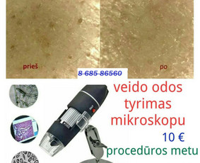 Veido odos tyrimas mikroskopu.