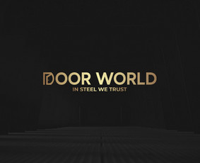 Door World logotipas, metalinių durų ir langų gamyba.