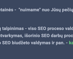 Trumpas SEO Optimizacijos aprašymas. Visi darbai derinami individualiai.