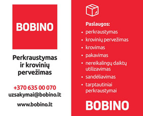 Perkraustymo paslaugos, krovinių pervežimas, sandėliavimas. / Bobino perkraustymas, du vyrai mašina / Darbų pavyzdys ID 537273