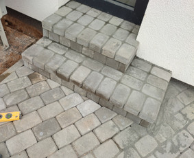 Laiptai i&scaron; trinkelių - Trinkelių klojimas, Lietaus nuotekos, vejos įreng. - 2