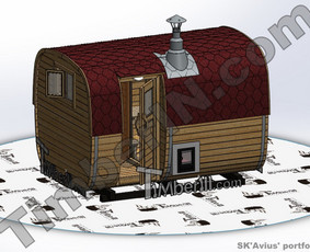 Saunos 3D modelis, skirtas parodyti klientams, nubraižytas pagal pateiktas nuotraukas