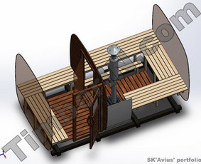 Saunos 3D modelis, skirtas parodyti klientams, nubraižytas pagal pateiktas nuotraukas