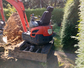 Mini ekskavatorius nuoma, drenažo, lietaus nuotekų darbai / Statybos įrengimai / Darbų pavyzdys ID 2940469