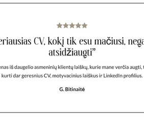 Cv ir Motyvacinių Laiškų Kūrimas // Linkedin Optimizacija / Vytautė Jurgaitytė / Darbų pavyzdys ID 3021842