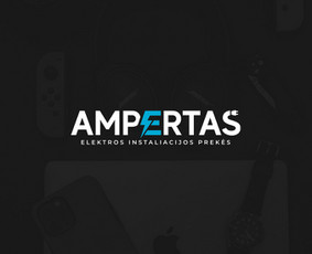 Ampertas logotipas, elektros instaliacijos prekės.