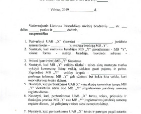 Rengiame įvairių įmonių pertvarkymo į kitos rūšies įmonę dokumentus. Kaina nurodyta už įmonių pertvarkymo pilno komplekto dokumentų parengimą ir susijusias konsultacijas.