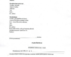 Pareiškimo parengimas dėl teismo įsakymo išdavimo skolos atveju.
