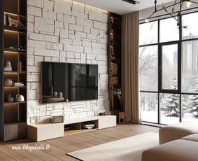 TV sienų apdaila dekoratyviniu akmeniu