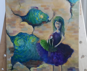 Mokinio nutapytas Kūrybinis darbas. Drobė, aliejus. 60x50cm. 2019m.