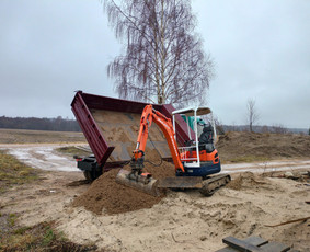 Savivarčio nuoma - Mini ekskavatorius nuoma, drenažo, lietaus nuotekų darbai - 1