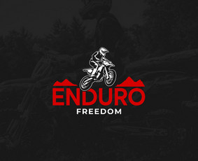 Enduro freedom logotipas, enduro motociklų trasa, treniruočių veikla, stovyklos.