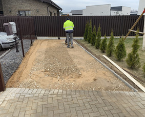 Trinkelių pagrindo paruošimas - Trinkelių klojimas! Tvorų montavimas! - 1