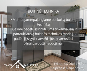 Tavo Namų Meistras - Buitinės technikos pajungimas - 1 Buitinės technikos pajungimas - Tavo Namų Meistras - 1