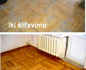 Šlifavimas ir lakavimas medinių grindų, bei parketo. / Šlifavimas  grindų, parketo. / Darbų pavyzdys ID 640857