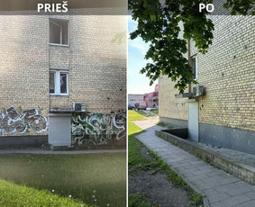 Spec. valymas: grafičių, fasadų, trinkelių ir dažymas. - Srautinis paviršių valymas kvarciniu smėliu - 1 Srautinis paviršių valymas kvarciniu smėliu - Spec. valymas: grafičių, fasadų, trinkelių ir dažymas. - 1