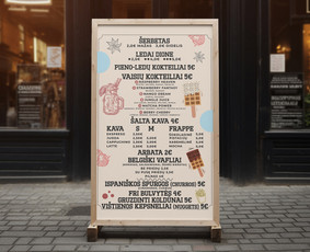 Pastatomi lauko meniu maketai klientui.