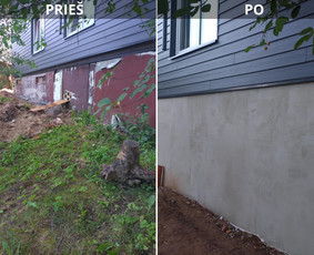 Pamatų šiltinimas drenažas hidroizoliacija ir kasimo darbai / Pamatai / Darbų pavyzdys ID 3460028