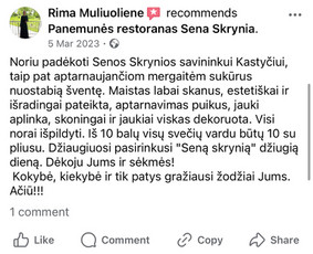 Restoranas Bet Kuriai Progai! / UAB "Sena skrynia" restoranas / Darbų pavyzdys ID 3470000