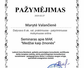 Psichologinės konsultacijos ir terapinis darbas / Marytė Valančienė / Darbų pavyzdys ID 3472516