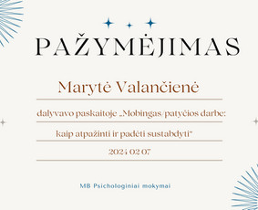 Psichologinės konsultacijos ir terapinis darbas / Marytė Valančienė / Darbų pavyzdys ID 3472674