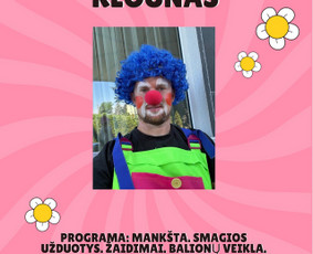 Klounas Zigis. Juokina vaikus, žaidžia kartu linksmus žaidimus, dalina formuojamus balionus, švelnus personažas tinka mažiesiems bei mergaitėms.