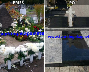 Senos kapavietės rekonstrukcija uždengiant ją granito plokštėmis